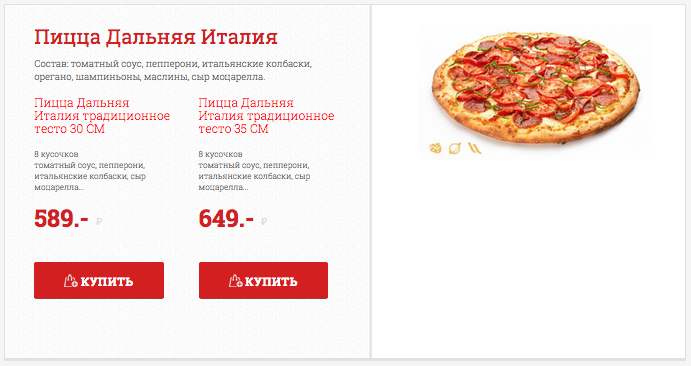 Адаптивный сайт для пиццерии от разработчика «Праймпикс»