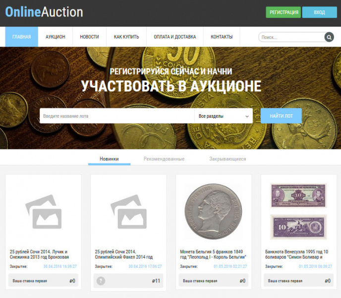 Готовое решение Интернет-аукцион от разработчика «ИП Бондарев»