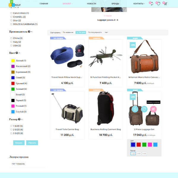 Pvgroup.Travel - Интернет магазин товаров для путешествия и туризма №60133 от разработчика «ИП Жигулин Петр Владимирович»